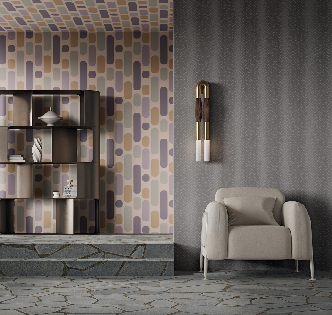 Обои Milassa Солярис Путеводитель по галактике SOL1 012 10,05×1 фото в интерьере